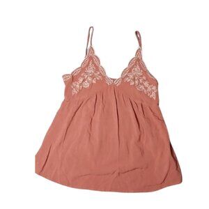 Love on a Hanger Women's Pink Embroidered Boho Camisole Top Size Small